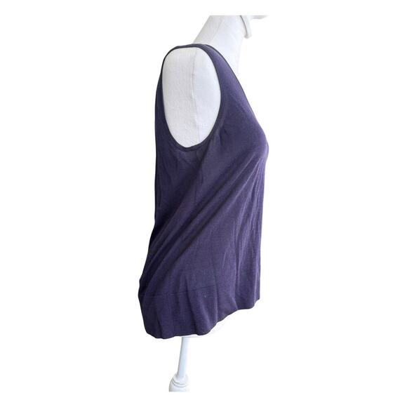 Ferragamo Logo Plaque Knit Blue Purple Tank Top Vet large Sleeveless Blouse - Picture 7 of 16